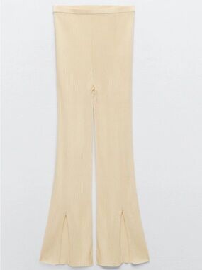 Zara Ribbed Split Hem Flare Knit Pants